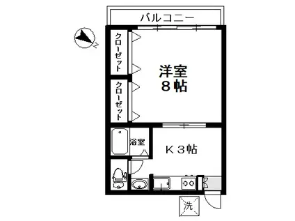 横山ハイツ(1K/2階)の間取り写真
