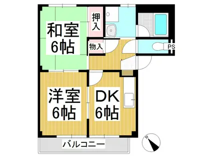 ドゥーロジュマンTERASHIMAB(2DK/2階)の間取り写真