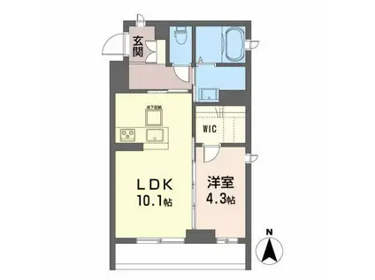 エスポワール宮千代(1LDK/1階)の間取り写真