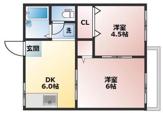 メゾン若草(2DK/1階)の間取り写真