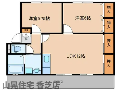 パセオアゼリオ(2LDK/1階)の間取り写真
