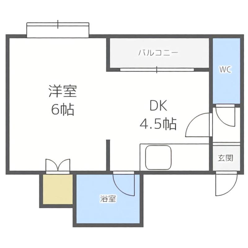ルナグランス山鼻(1DK/3階)の間取り写真