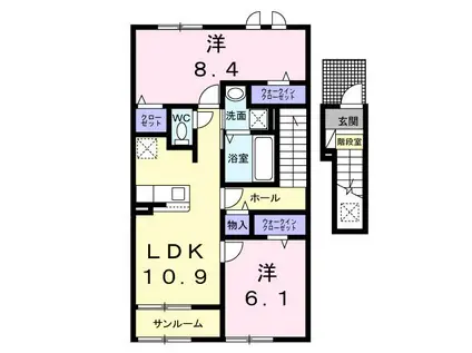 ニコリヴII(2LDK/2階)の間取り写真