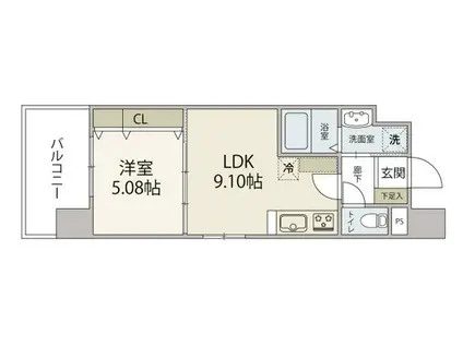 ISTYLE三篠町(1LDK/11階)の間取り写真