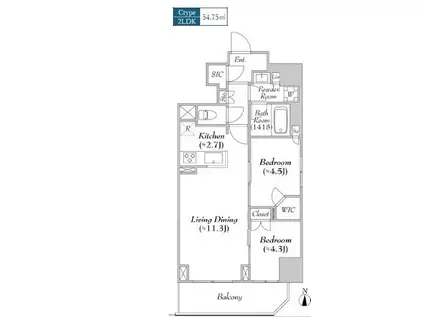 ASMACI MAISON両国II(2LDK/3階)の間取り写真
