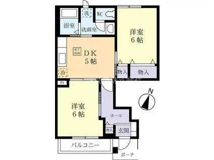 ルアージュ(2DK/1階)の間取り写真