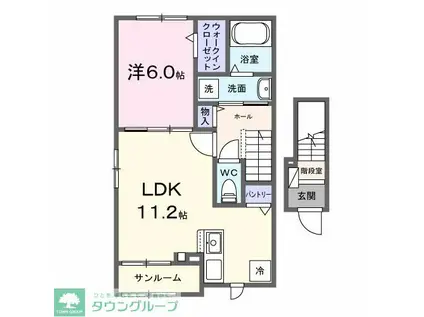 ウィブリーハイツ(1LDK/2階)の間取り写真