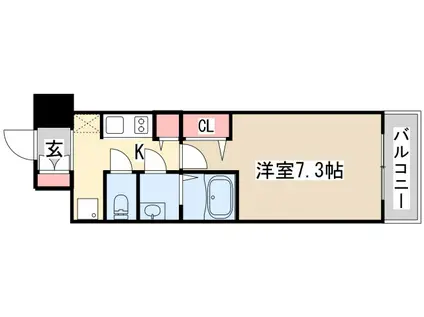 W-STYLE神戸Ⅱ(1K/8階)の間取り写真