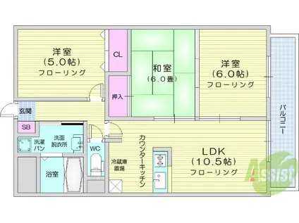 グランドール泉中央(3LDK/4階)の間取り写真