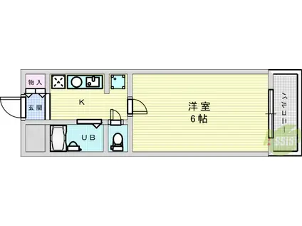 ラ・ペンテ(1K/9階)の間取り写真