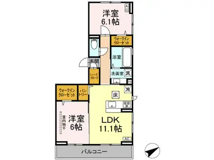 トレビ・フォンタナ(2LDK/1階)の間取り写真