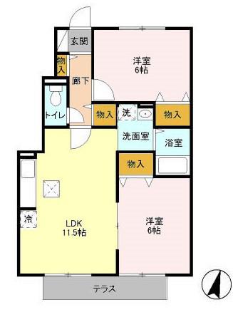 ヴィーベルK3(2LDK/1階)の間取り写真