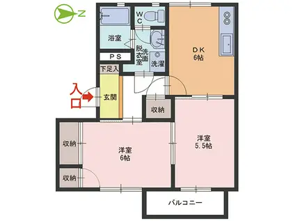 コーポ碧空 C棟(2K/2階)の間取り写真