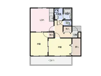 ベル・シャーレB(2LDK/2階)の間取り写真