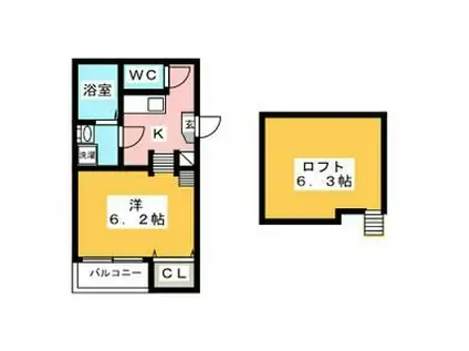 メゾンドルミエール (1K/2階)の間取り写真