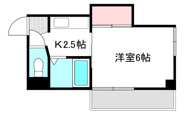 北神ビル(1K/2階)の間取り写真
