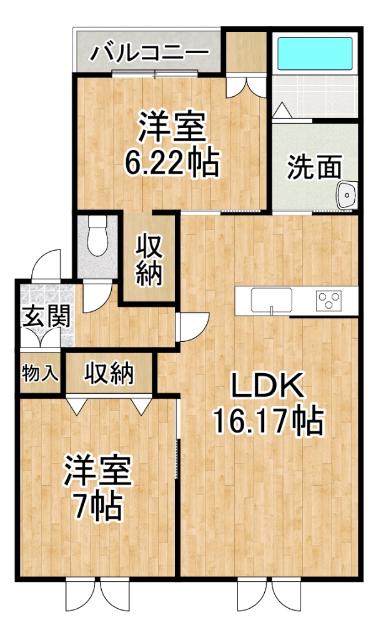 ROTHTLE(2LDK/2階)の間取り写真