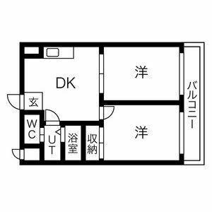 プレアール恩智(2DK/3階)の間取り写真