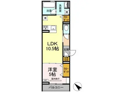 D CREST 中之郷2丁目(1LDK/3階)の間取り写真