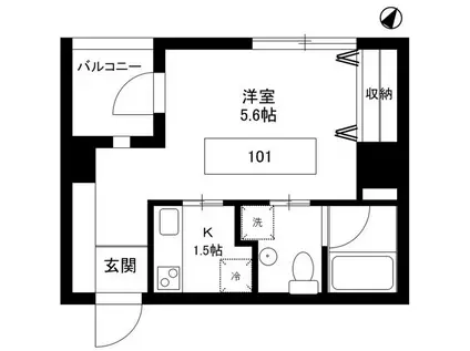 東京メトロ千代田線 根津駅 徒歩7分 6階建 築20年(1K/1階)の間取り写真