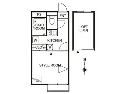 サンビレッジ壱番町(1K/1階)の間取り写真