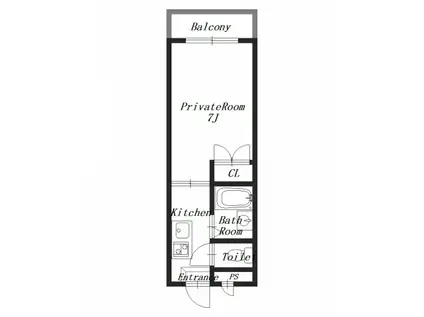 パインハイツ桜井(1DK/4階)の間取り写真