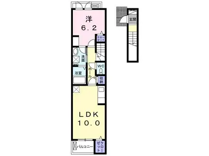 ウォールデンステート(1LDK/2階)の間取り写真