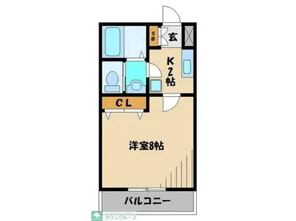 グランデ・ママン くすのき台(1K/2階)の間取り写真