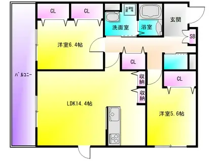 LA MAISON BLANCHE(2LDK/1階)の間取り写真