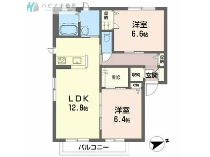 パールハイツ I棟(2LDK/2階)の間取り写真