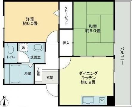 フォブール新居(2DK/3階)の間取り写真