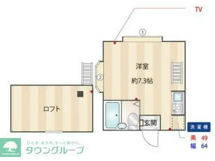 ジェンマーノ生麦(ワンルーム/2階)の間取り写真