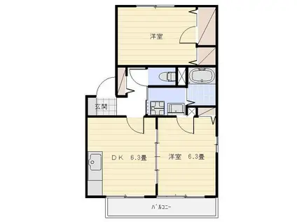 KS参番館(2DK/2階)の間取り写真