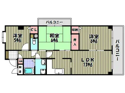 アルシモンテ滝谷(3LDK/6階)の間取り写真