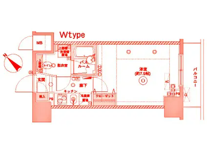 フェニックス横濱関内BAY GALA(1K/3階)の間取り写真