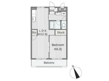 ベルテ玉川学園(1LDK/1階)の間取り写真