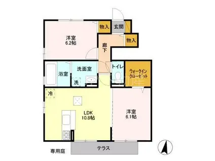 ソレイユIII(2LDK/1階)の間取り写真