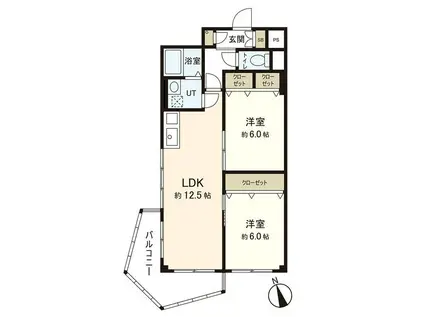 五輪団地H2号棟(2LDK/8階)の間取り写真