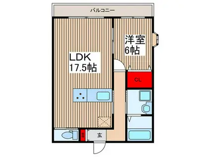 根岸プラザ(1LDK/3階)の間取り写真