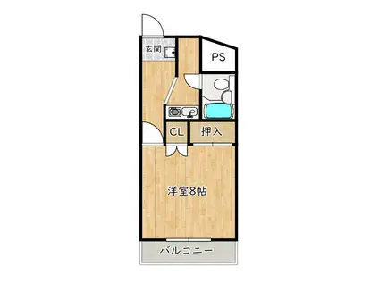 グリーンヒルハイツ(1K/3階)の間取り写真