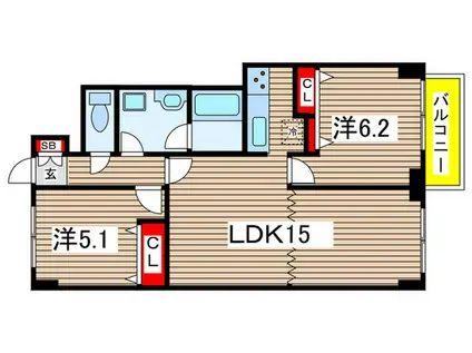 ライオンズマンション小岩第2(2LDK/4階)の間取り写真