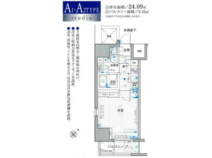 パークウェル蔵前(1K/5階)の間取り写真