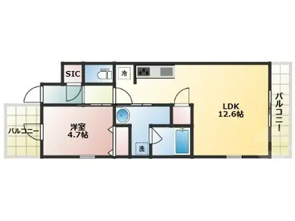 スプランディッドVIII(1LDK/6階)の間取り写真