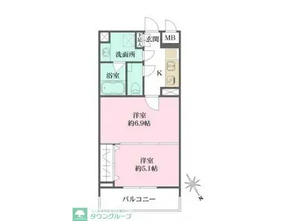 SILVERADO SHIBASAKICHO(2K/2階)の間取り写真