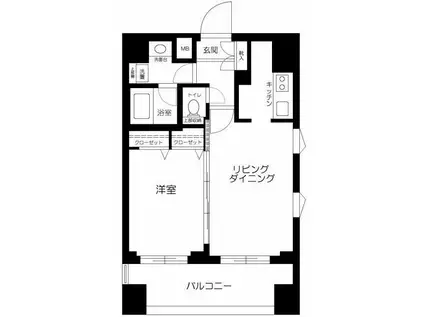ルーブル両国(1LDK/8階)の間取り写真