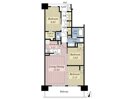 シティテラス草加松原シーズンズ(3LDK/10階)の間取り写真