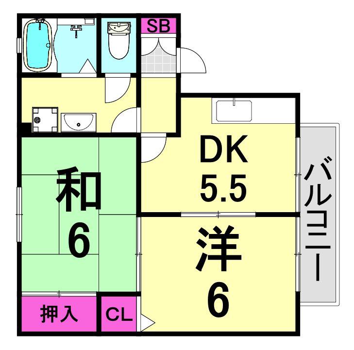 第三ハイツマツモト(2DK/2階)の間取り写真