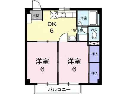 プラネットハウス(2DK/1階)の間取り写真