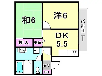 第三ハイツマツモト(2DK/2階)の間取り写真