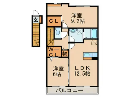 アドヴァンスK(2LDK/2階)の間取り写真